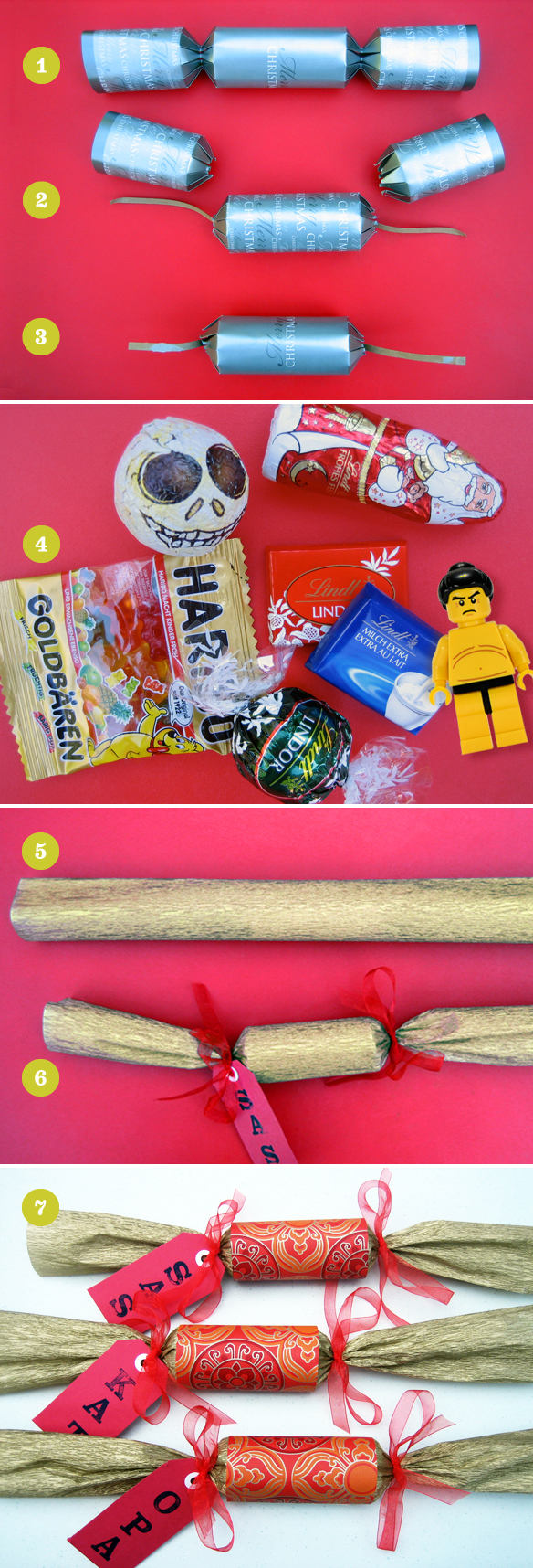 DIY Christmas crackers bonbons step by step