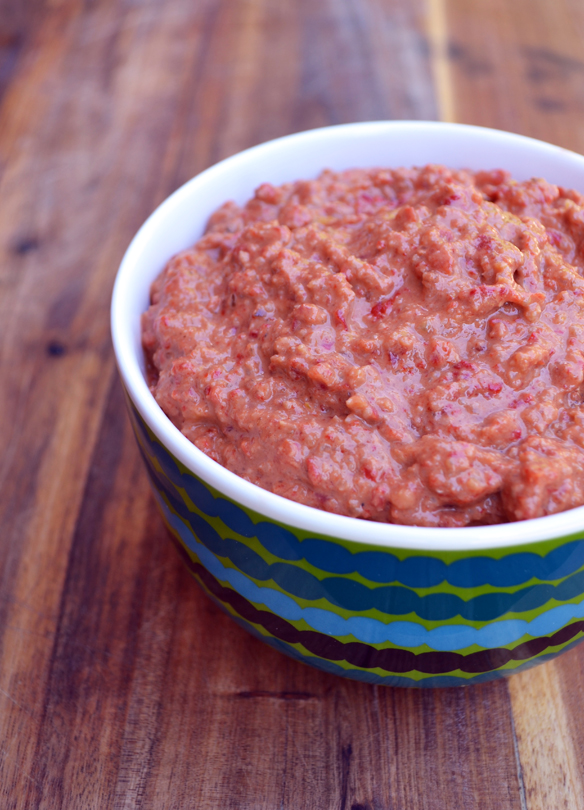 Syrian red pepper, pomegranate and walnut dip